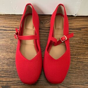 Kelly &Katie red fabric Mary Jane’s